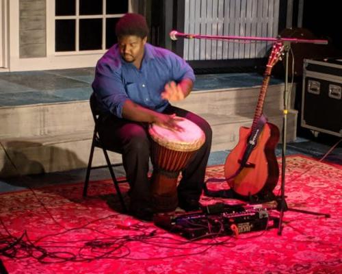 Musician performs for the Listening Room Music Series
